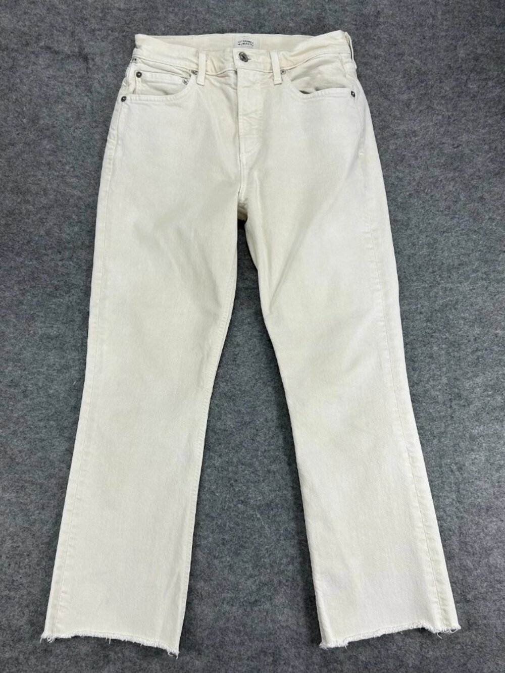 Citizens Of‎ Humanity Isola Bootcut Jeans Womens 26 Beige Frayed Hem Stretch USA